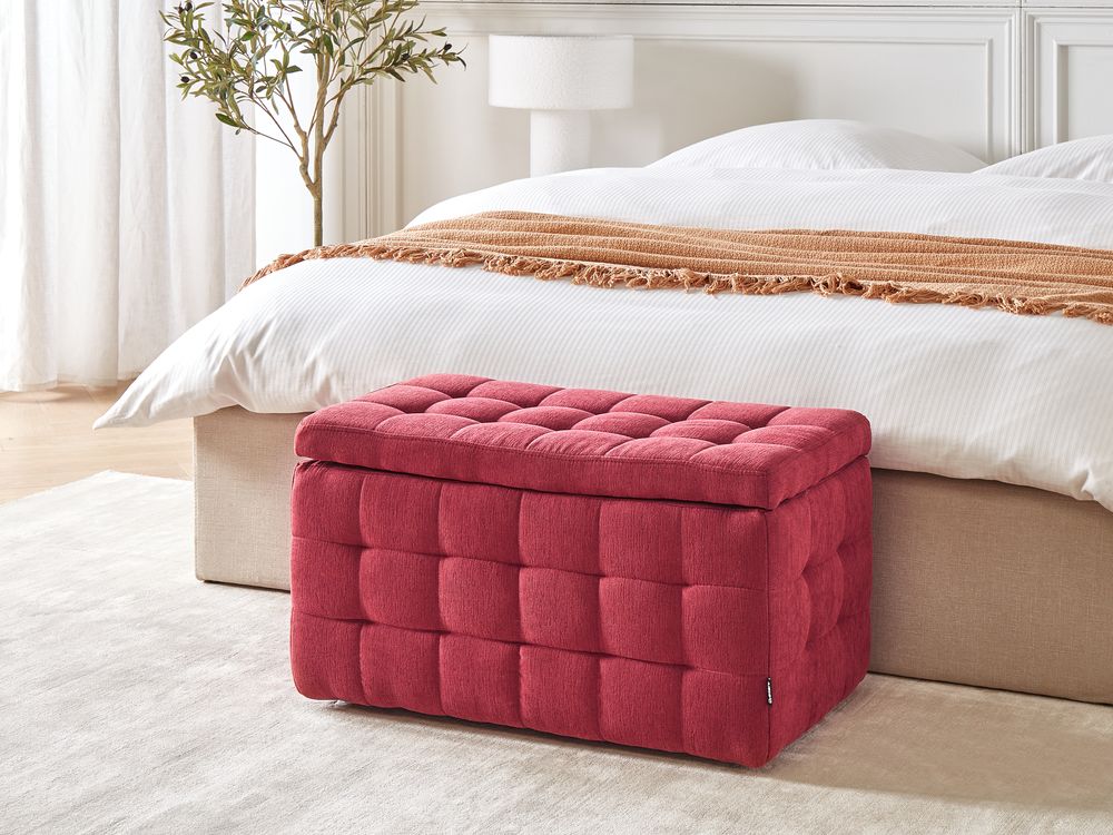 Storage Ottoman MICHIGAN Fabric Red