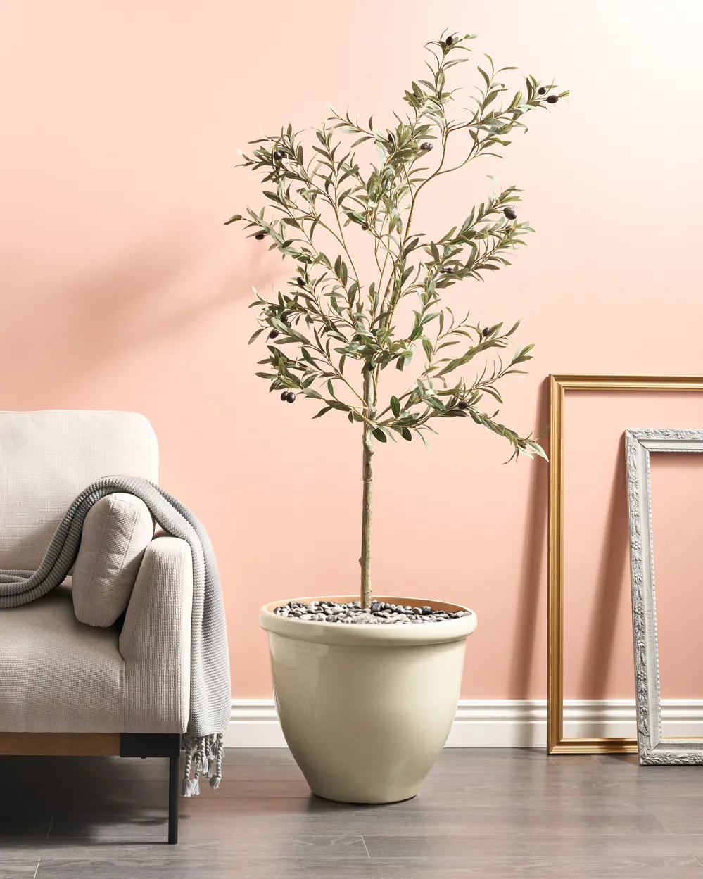 Blumenkübel TESALIA 49 cm Hellbeige