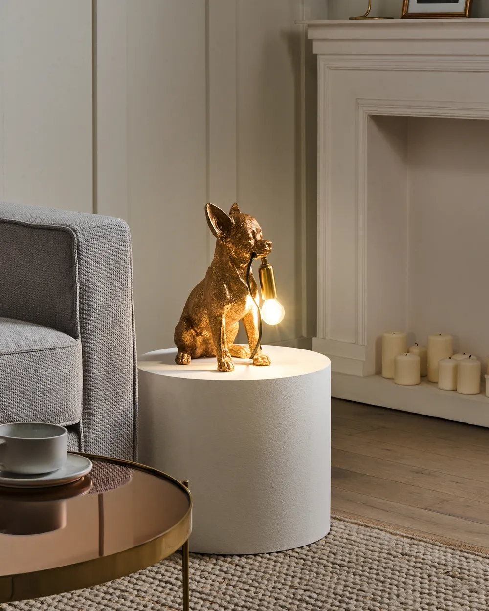 Tischlampe Hund ROCCO Gold