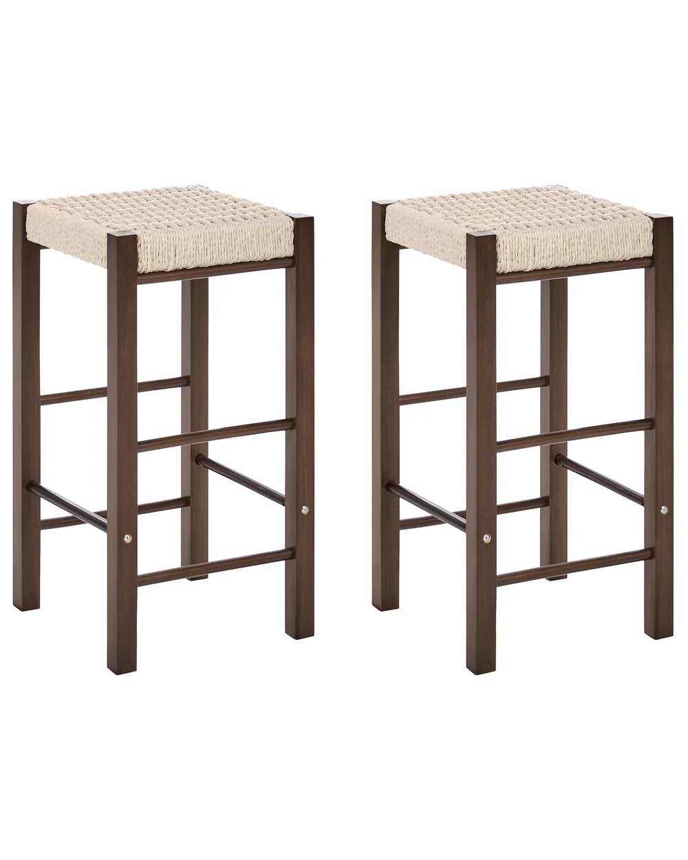 Set of 2 Bar Stools EMBRUN Wood Dark Brown