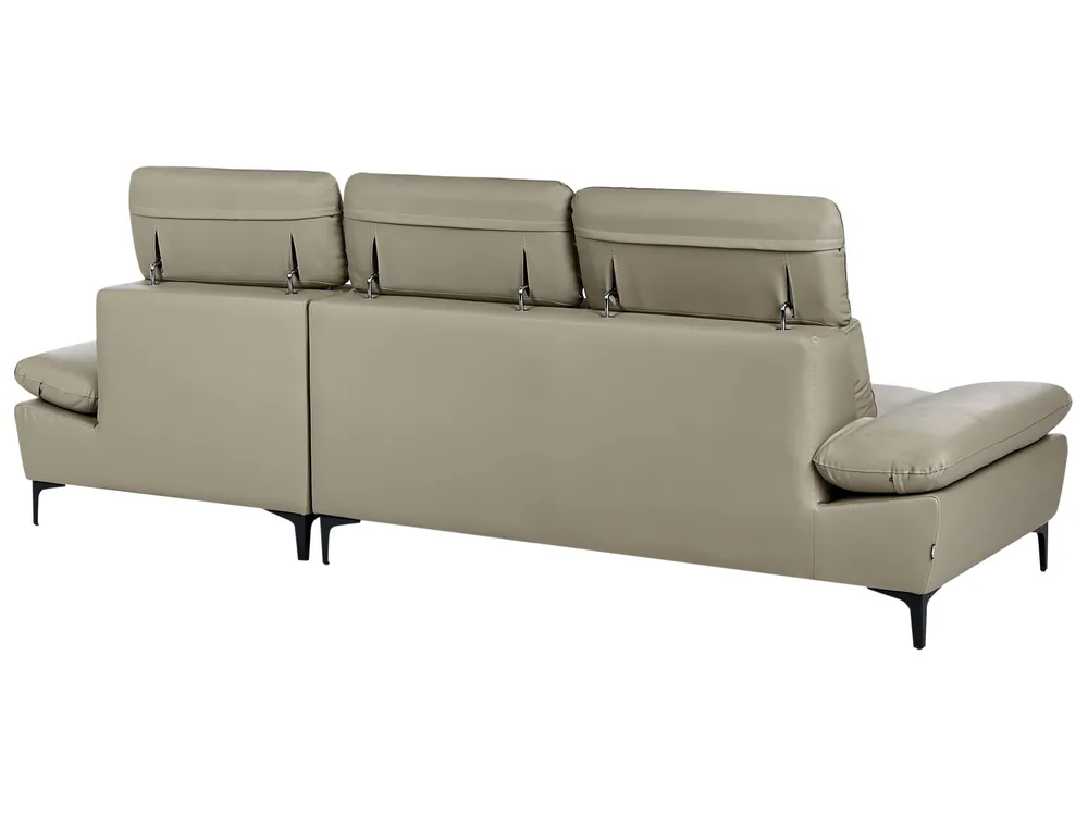 Corner Sofa 4 Seater FARILA Adjustable Leather Taupe Left Hand_959846