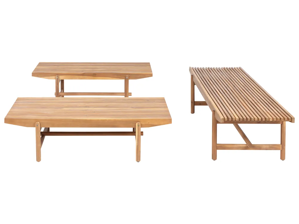 Lounge Set mit Tisch 3-Sitzer GIAVENO Akazienholz Cremeweiß_989216