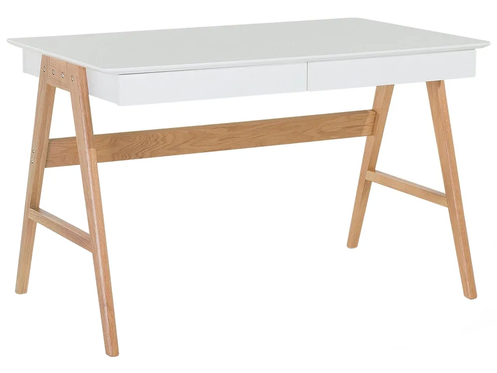 Home Office Desk SHESLAY White 120 cm 70 cm with Storage