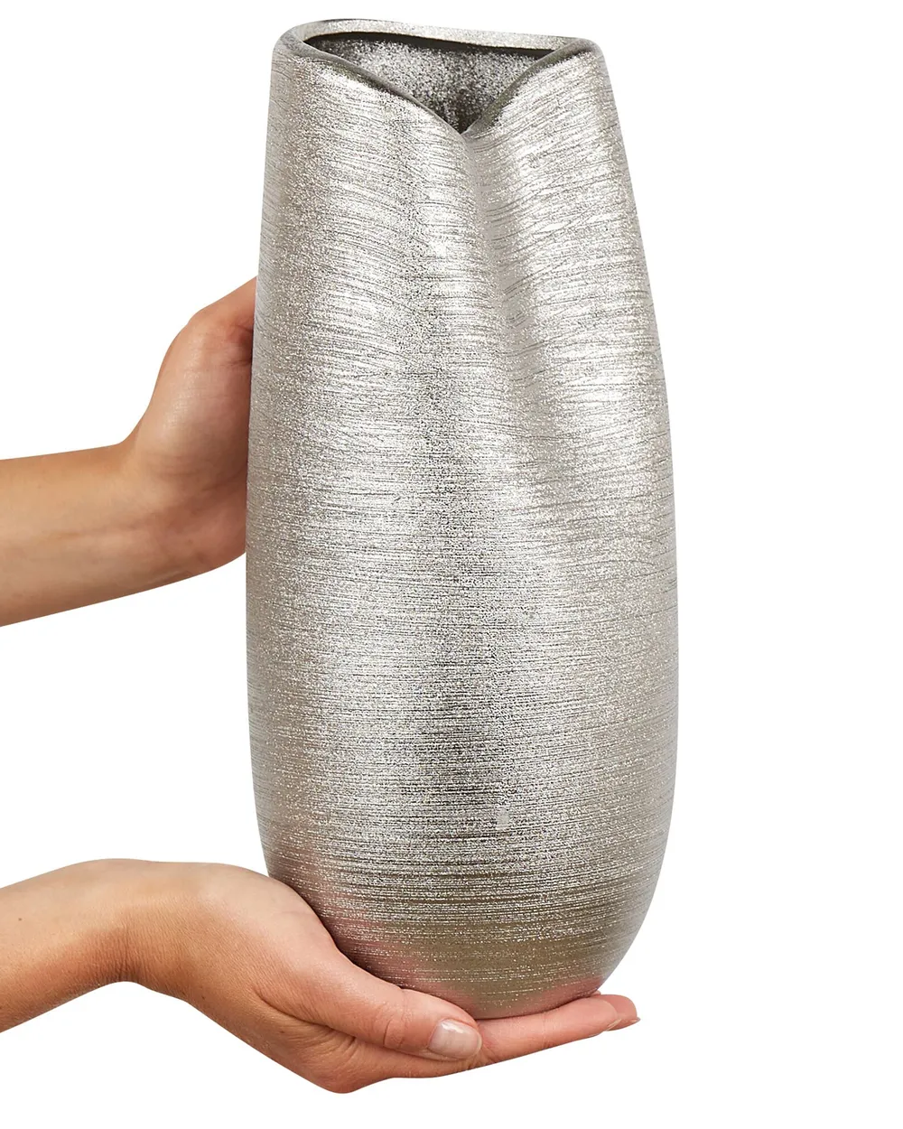 Dekovase DERBE 32 cm Steinzeug Silber_868911