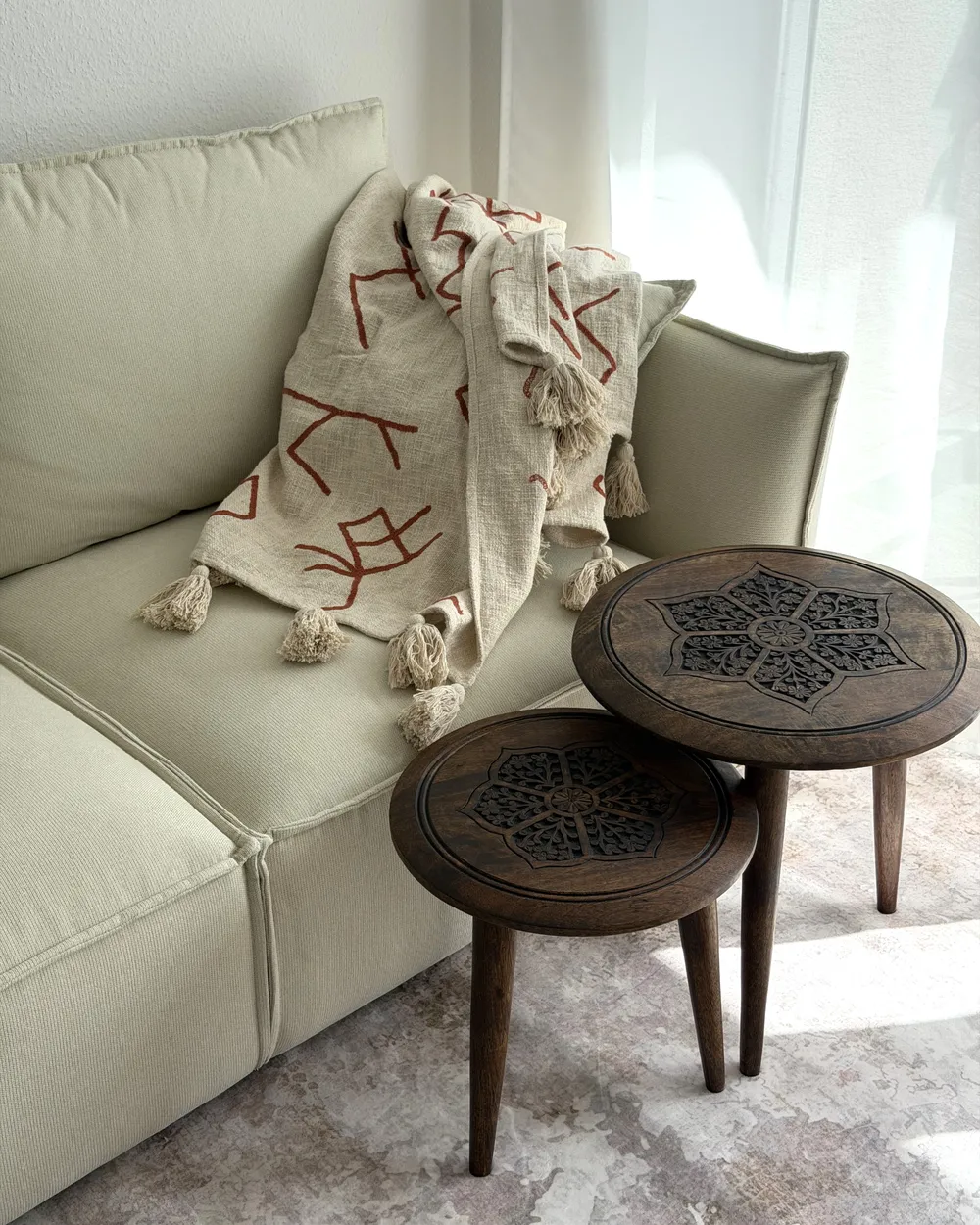 Kuscheldecke BHIWANI Baumwolle 130 x 180 cm Beige_1068752