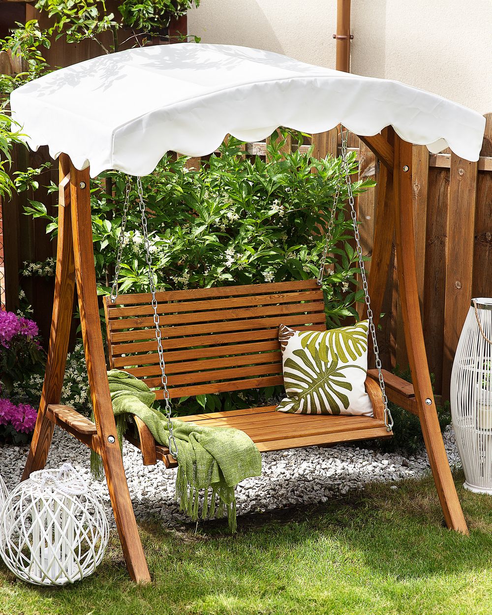 Patio Swing ANDRIA Larch Wood Brown