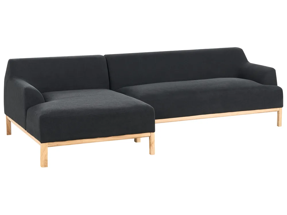 Corner Sofa 3 Seater SOSJO Fabric Black Right Hand_941169
