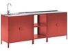 Outdoor-Küche 3er Set mit Spüle VILAMA Rot Metall