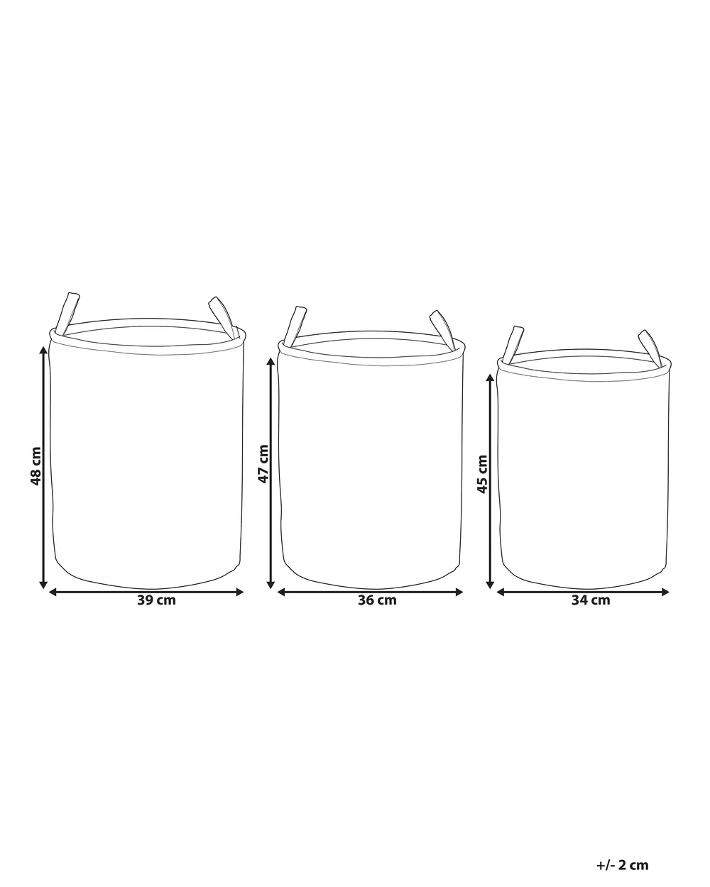 Aufbewahrungskorb 3er Set ARCHA Baumwolle Grau_849692