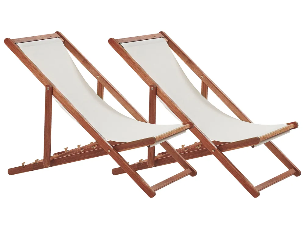 Set mit 2 klappbaren Liegestühlen ANZIO mit Ersatzstoffen Akazienholz Dunkelbraun