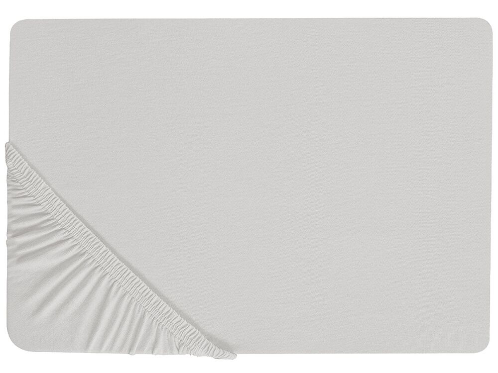 Fitted Sheet JANBU 140 x 200 cm Cotton Light Grey