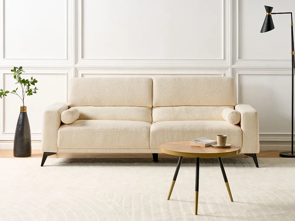 Sofa 3-Sitzer ANGE Bouclé Cremeweiß_1183530