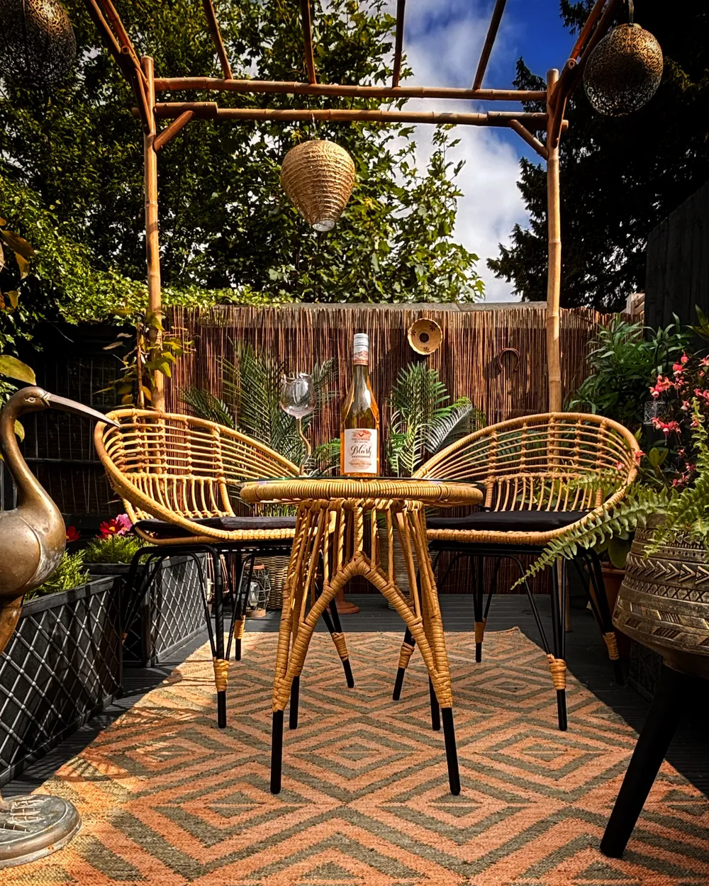 Bistro Set with Cushions PELLARO PE Rattan Black_929920