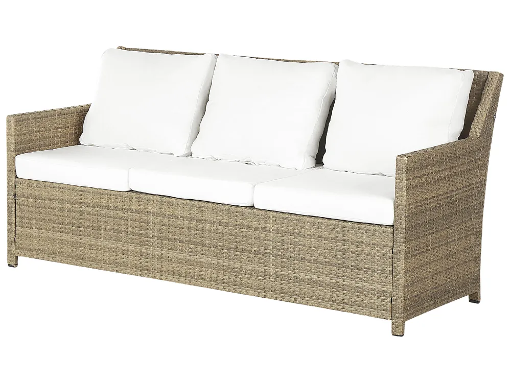 Lounge Set mit Tisch und Ottomane 5-Sitzer FONTI inkl. Kissen Polyrattan Braun_820236