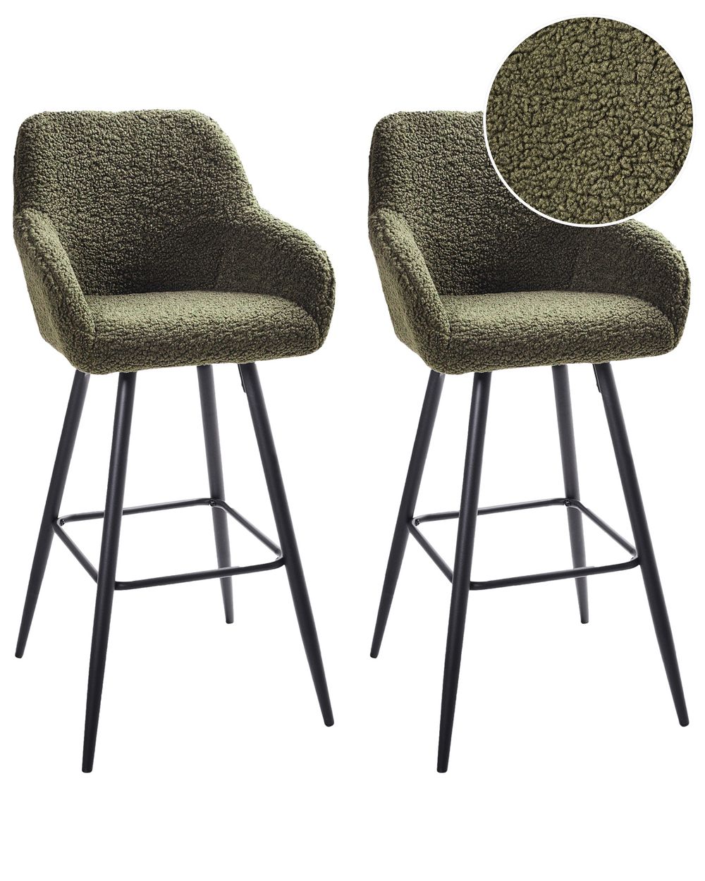 Set van 2 barstoelen CASMALIA Bouclé Donkergroen