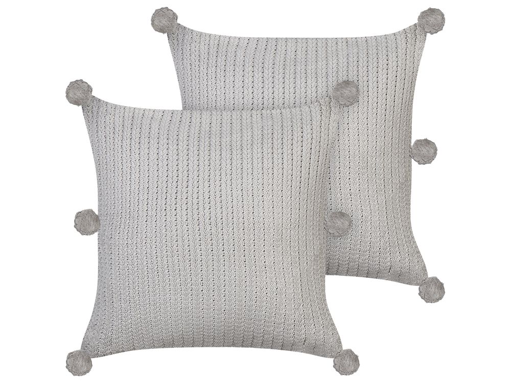 Set of 2 Decorative Cushions OCOTEA 45 x 45 cm Cotton Grey Solid