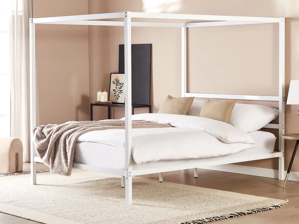Himmelbett Metall LESTARDS 160 x 200 cm Weiß_863427