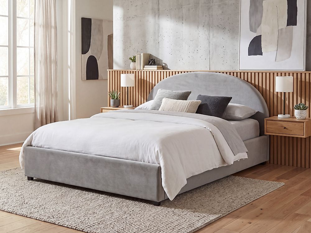 Bed met opbergruimte VAUCLUSE Fluweel Lichtgrijs 180 x 200 cm