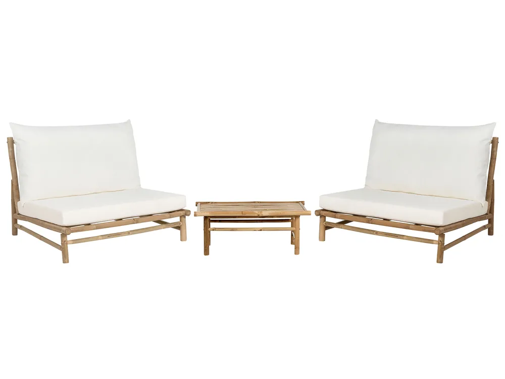 Lounge Set mit Tisch 2-Sitzer TODI Bambus Cremeweiß
