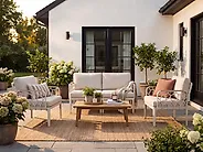 Gartensofa Set 4-Sitzer ERICHE Hellbeige_1188052