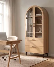Vitrine mit Glastüren LACHINE 80 cm Hellbraun_1124745