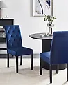Esszimmerstuhl 2er Set VELVA Samtstoff Dunkelblau