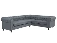 Corner Sofa 6 Seater CHESTERFIELD Fabric Grey Left Hand_706650