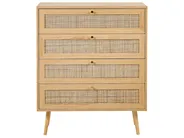 Kommode mit 4 Schubladen PEROTE Rattan Hellbraun_841311