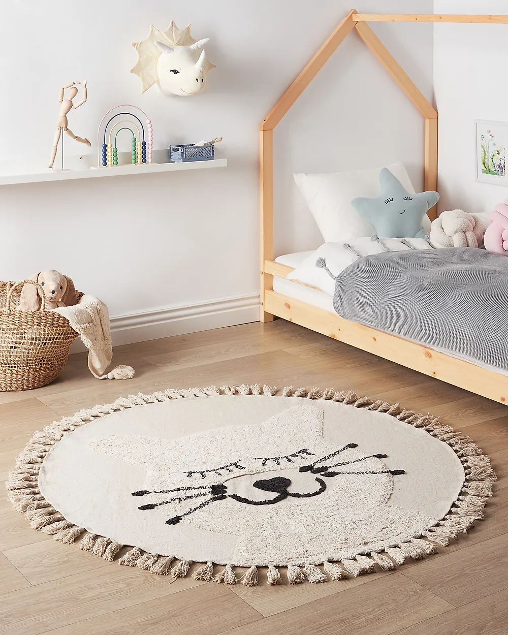 Kids Rug ETSERI Beige ø 120 cm Cotton_1184812
