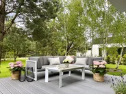 Garden Corner Sofa with Table 6 Seater CASTELLA Metal Grey Left Hand_811044