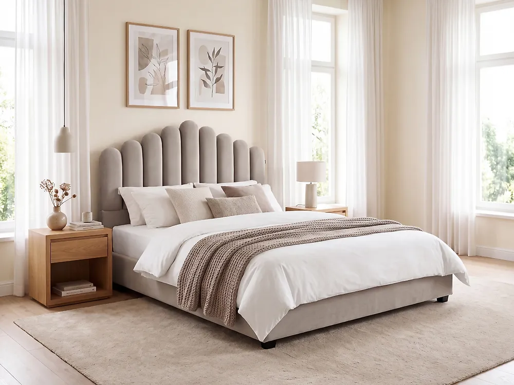 Bed Velvet VINCENNES 160 x 200 cm (EU King Size) Taupe_1175107