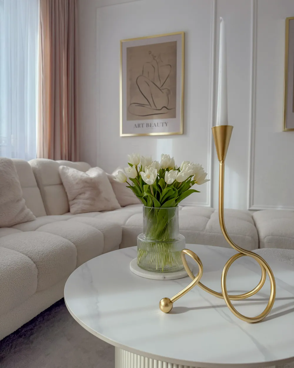 Candle Holder AROUCA 40 cm Metal Gold_983384
