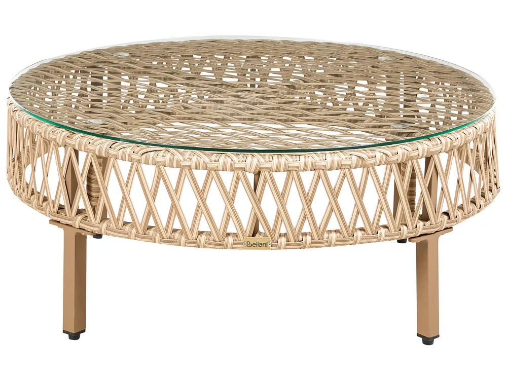 Lounge Set mit Tisch 4-Sitzer CALASETTA Polyrattan Beige rechtsseitig_999244