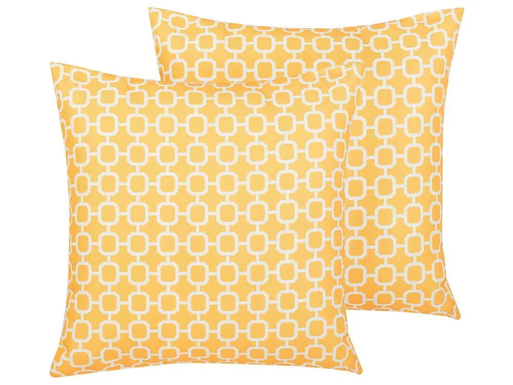 Gartenkissen 2er Set ASTAKOS Geometrisches Muster 40 x 40 cm Gelb