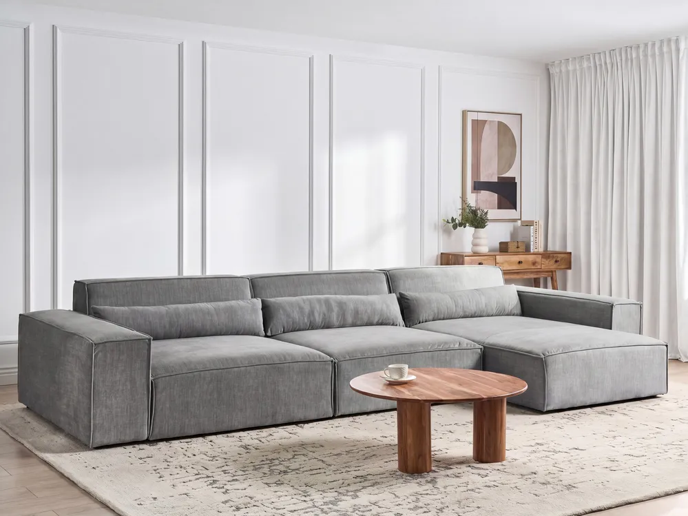 Modul Ecksofa 4-Sitzer HELLNAR Stoff Grau linksseitig