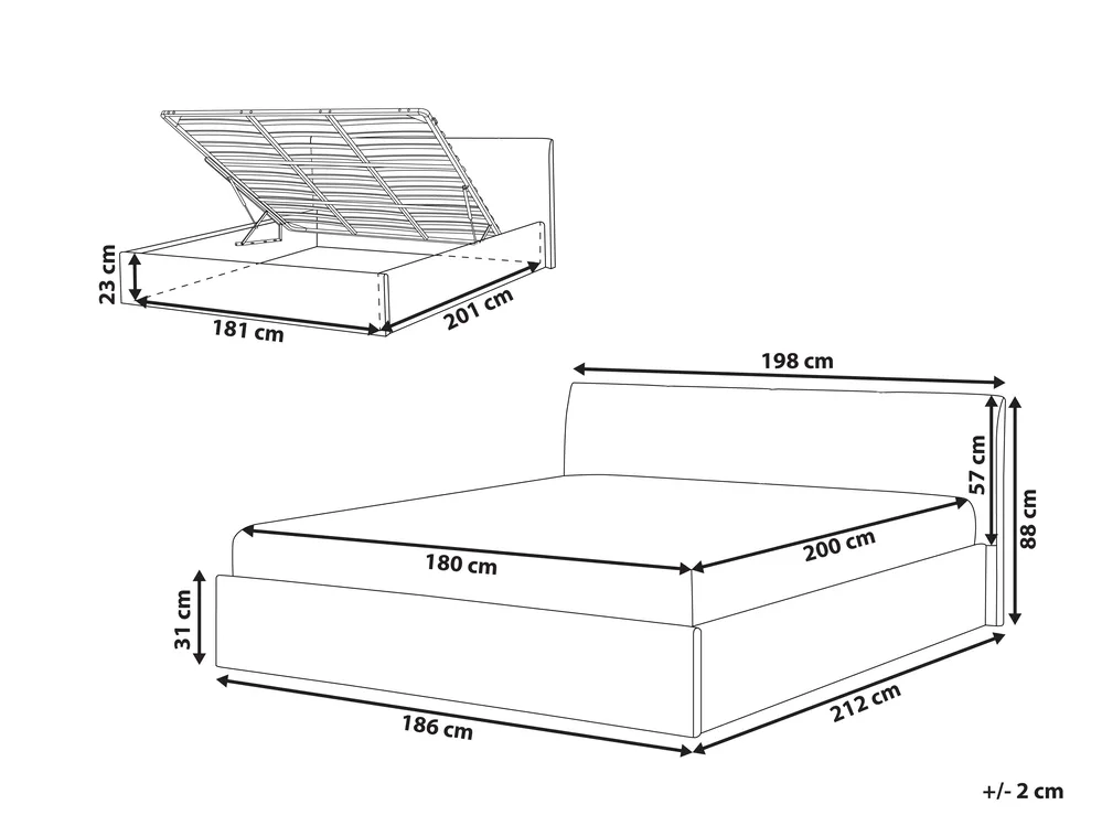 Bett mit Stauraum ORBEY Bouclé Braun 180 x 200 cm_982056