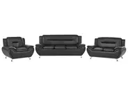 Sofa Set 6-Sitzer LEIRA Kunstleder Schwarz_1058570