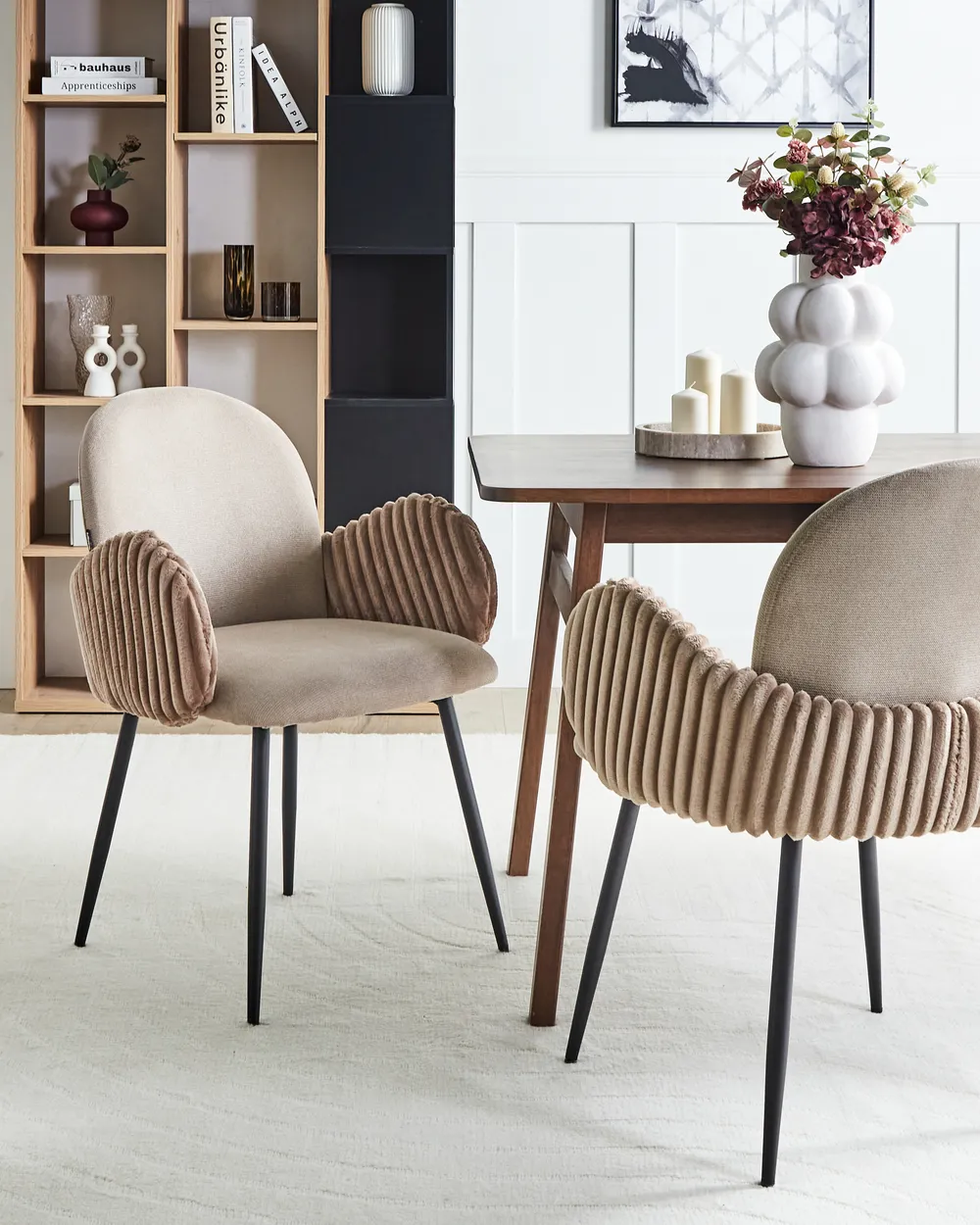 Esszimmerstuhl 2er Set AMITY Stoff Taupe