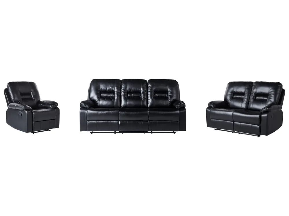 Sofa Set manuell verstellbar 6-Sitzer BERGEN Kunstleder Schwarz_1060563