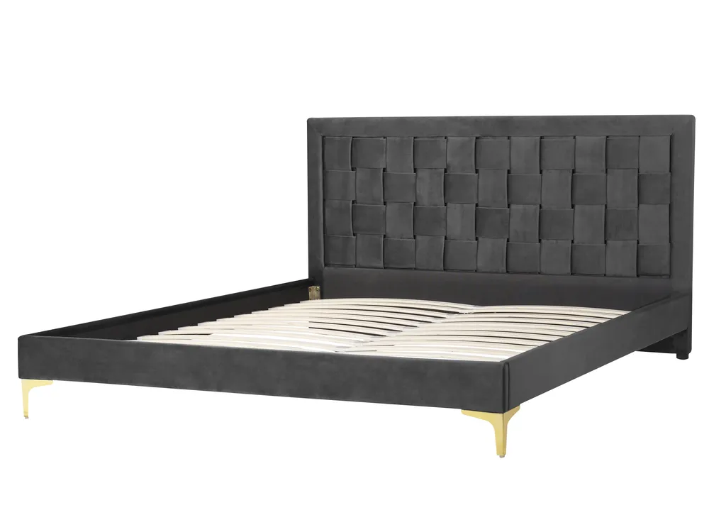 Bett mit Lattenrost Samtstoff LIMOUX 160 x 200 cm Schwarz_867222