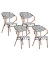 Gartenstuhl 4er Set CASPRI Polyrattan Schwarz / Weiß