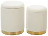 Pouf mit Stauraum 2er Set MIRAMAR Samtstoff Weiß