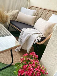 Lounge Set mit Tisch 4-Sitzer MINORI Polyrattan Beige_826321