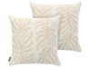 Lot de 2 coussins d'extérieur ALISMA Motif de plante 45 x 45 cm Beige clair
