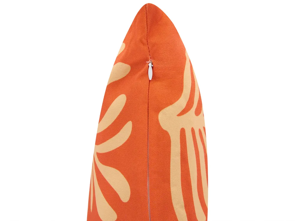 Gartenkissen 2er Set ALISMA Pflanzenmuster 45 x 45 cm Orange_1135705