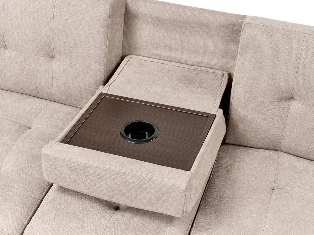 Sofa Bed 3 Seater FALSTER with Storage Fabric Light Brown_935855