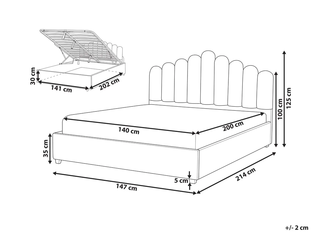Bett mit Stauraum VINCENNES Samtstoff Pastellrosa 140 x 200 cm_837331