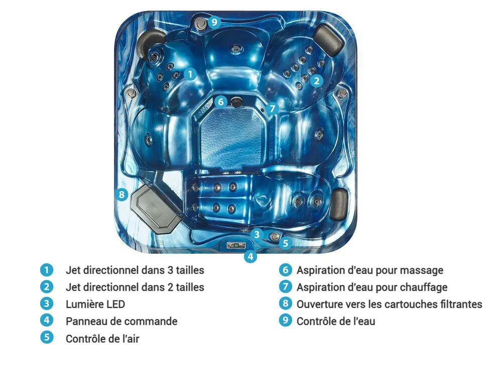 Spa d'extérieur avec LED TULAROSA Bleu_820188