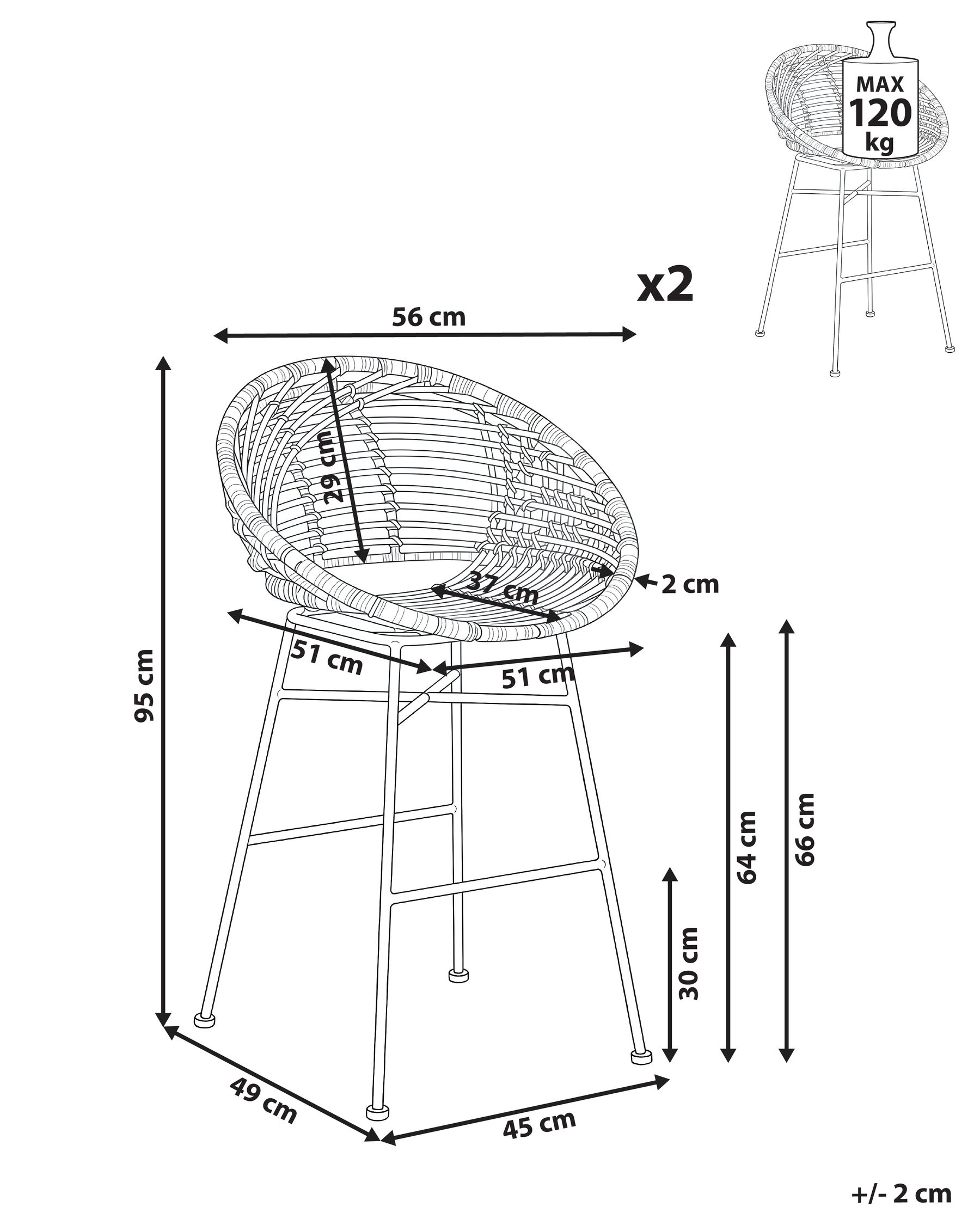 Set mit 2 Barstühlen WINDOM Rattan Naturfarben_1072230