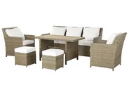 Lounge Set mit Tisch und Ottomane 5-Sitzer FONTI inkl. Kissen Polyrattan Braun_820233